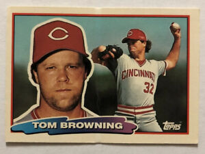 1988 Topps Big Baseball Tom Browning Card #96 Reds Pitcher; Creased & O/C
