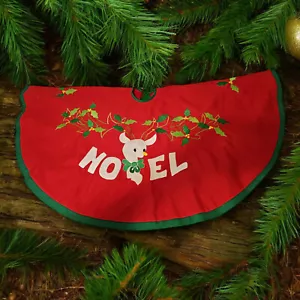 Falda Árbol de Navidad Roja Hecha a Mano Noel Algodón Cosido Apliques Forrados 47" Regalo - Imagen 1 de 9
