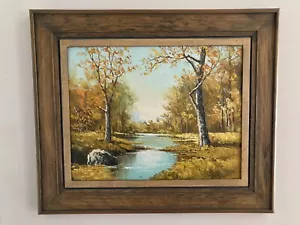 Suh Jin Hee pittura ad olio alberi e fiume - Foto 1 di 12