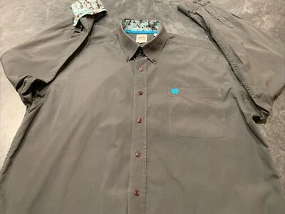 Camisa Occidental CINCH Carbón Estampado Floral Puño Abatible Botón Hombres Grande Foto 1 de 4