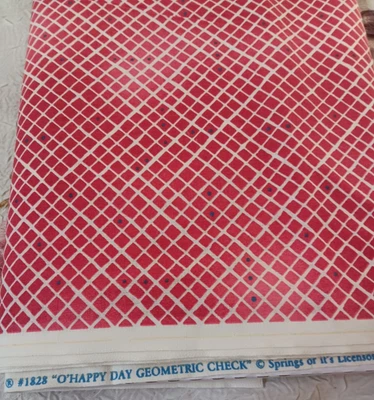 Tela roja vintage Springs Daisy Kingdom O HAPPY DAY GEOMETRIC CHECK #1828 NUEVA POR COMPRAR Foto 1 de 3