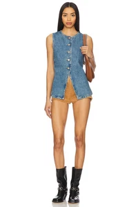 New We The Free people Aimee Vest blue jeans size XL - Picture 1 of 6