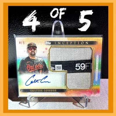 Colton Cowser 2024 Topps Inception AJHP-CC JUMBO Hat Patch AUTO 4/5 Card RPA! - Image 1 of 4