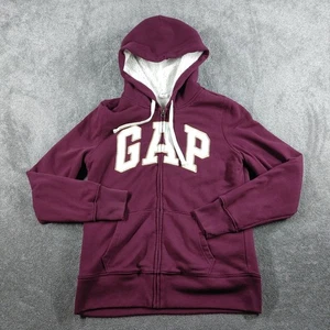 Gap Hoodie Womens Small Burgundy Sherpa Lined Spell Out Full Zip - Picture 1 of 11