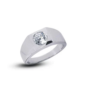 Klassischer Herrenring 0,20 Karat F-SI1 Rundschliff natürlicher zertifizierter Diamant 14 Karat Gold - Bild 1 von 3