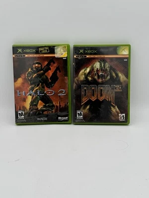Lote de 2 Juegos Xbox Originales Halo 2 + Doom 3 Completos Probados Foto 1 de 3