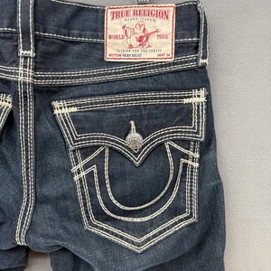 True Religion Jeans 33 (35x33) Ricky Big QT Distressed Made In USA Denim 80s - Picture 1 of 20