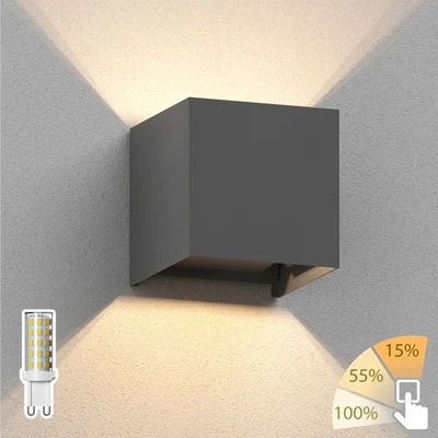 Wandleuchte CUBEL für außen, schwarz, IP65, Up & Downlight + LED Lampe max. - Bild 1 von 4