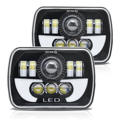 300W 7" LED Headlights Hi/Low Sealed Beam 30000LM 6000K True White  And Amber - Image 1 of 4