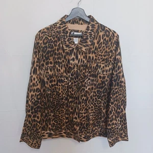 Carole Little Women's Vintage 100% Linen Leopard jacket size 3X Black - tan Y2K - Picture 1 of 20