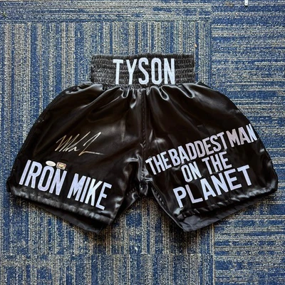 Iron Mike Tyson Signed Custom Large Shorts (JSA COA & Tyson Hologram) - Image 1 of 4