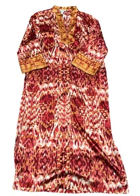 Oscar de la Renta Satin Caftan Robe Housedress Vintage Red Orange Size L - Image 1 of 4