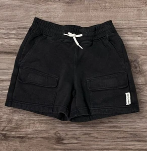 Abercrombie Kids Black Sweat Shorts Boys Kids 7 / 8 Elastic Waist Drawstring - Picture 1 of 5