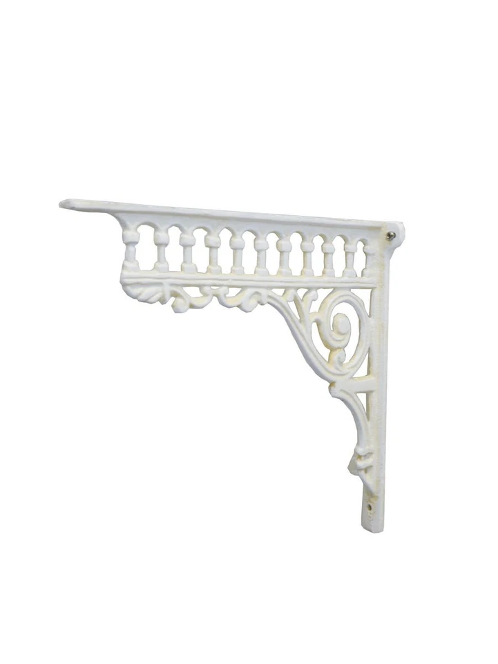 2 Regalwinkel Regalstützen  Antik Stil Gusseisen cremeweiß T: 27,5cm (9657) - Bild 1 von 4