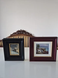 Alte Landschaft Gemälde mit Holzrahmen (Winter, Meer, Palmen) - Bild 1 von 7