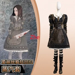 Game Alice: Madness Returns Black Alice Steamdress Halloween Cosplay Costume Set - Picture 1 of 11