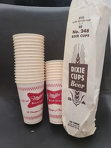 Miller Highlife Waxed Dixie Cups For Beer No. 248 25 Cups 5" Inch - Picture 1 of 8