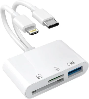 Lector de Tarjetas SD para IPhone iPad con Lightning y Adaptador de Cámara de Doble Puerto USB C Foto 1 de 4