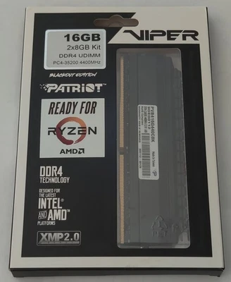 Patriot Memory Viper 4 Blackout Series DDR4 4400 16GB (2 x 8GB) PVB416G440C8K - Image 1 of 3