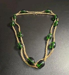 Collana monocatena vintage metà secolo Germania vetro ceco ottone - Foto 1 di 9