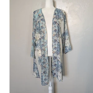 Liberty Love Kimono Size Medium Floral Paisley Print Boho Open Front Duster - Picture 1 of 8