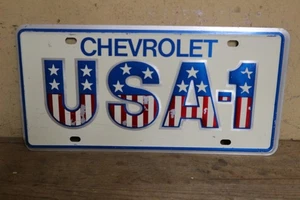 Vintage 1980er Chevrolet USA-1 Autohaus Showroom Metall Nummernschild Schild - Bild 1 von 3