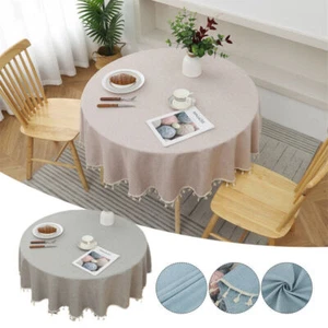 Round Table Cloth PVC Plastic Kitchen Tablecloth Oilproof Fabric Table Cover NEW - Picture 1 of 20