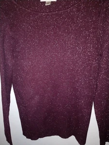 CASUAL CORNER MAROON AND SILVER SWEATER SIZE M - Picture 1 of 3