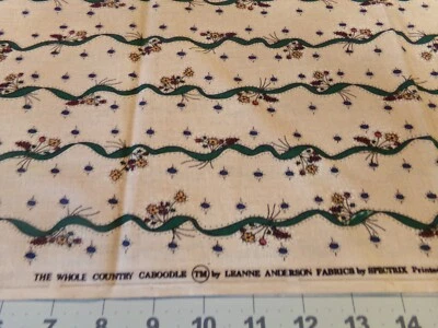 3/4 YD X 46" VINTAGE THE WHOLE COUNTRY CABOODLE FLORAL W/ GREEN RIBBON. #6749 - Image 1 of 4