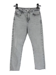 Zara Woman Jeans Mom Fit Grey Washed Straight High Rise Ankle UK 8 EU 36 - Picture 1 of 9