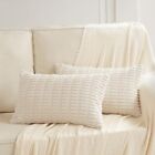  Pack Of 2 Boho Lumbar Decorative Throw Pillow Covers 12x20 12 X 20-inch Cream