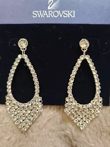 Swarovski Swan signed crystal pierced earrings - Picture 1 of 1