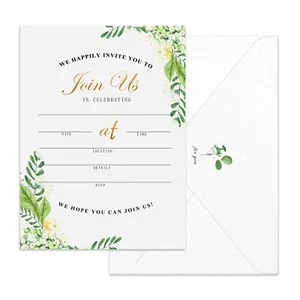 Set of 12 Invitations with Envelopes for all Occasions Blank Fill-in Floral W... - Picture 1 of 7