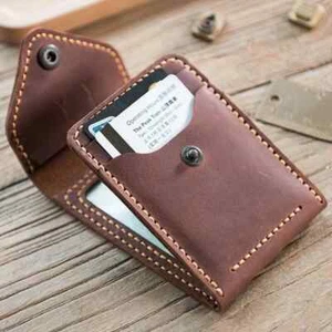Crazy horse Genuine Leather men Card ID Holders leather business card wallet - Picture 1 of 7