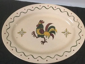 Vintage Metlox Provincial Rooster Serving Large Platter 13.5” Poppytrail EXC - Picture 1 of 6