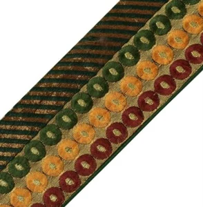 3" W Vintage Sari Border Indian Craft Trim Embroidered Ribbon Lace Multi Color - Picture 1 of 6
