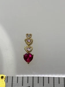 Red Stone Heart Pendant 10K Yellow Gold 1g (KN1032709) - Picture 1 of 5