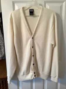 Vintage 60's Men's Knightsbridge Acrylic Cardigan, Ivory, Size Medium - Picture 1 of 3