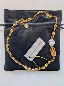 Amber Sceats Brinkley necklace 24k gold plate with pearl - Unworn original tags - Picture 1 of 4