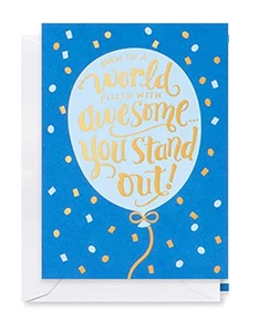 Birthday Card + Envelope American Greetings Happy Bday 4 x 6 Blue Gold Confetti - Picture 1 of 2