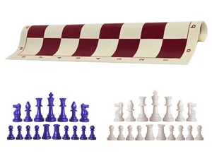 Piezas de ajedrez Royal & White tablero de vinilo borgoña de 20" - juego de ajedrez de triple peso - Imagen 1 de 4