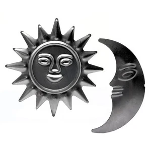 Vintage Gartendeko Sonne und Mond im Set geprägtes Metall Zaundeko Garten Deko - Bild 1 von 3