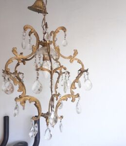 vintage chandelier with crystal drops