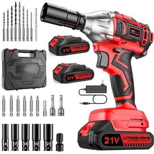 20v Taladro Inalambrico Pistola De Impacto 1/2 Con 2 Baterías Enchufes y Brocas - Imagen 1 de 7