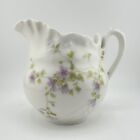 A. Lanternier Limoges Made In France Vintage Porcelain Purple Flower Creamer