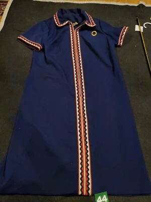 Vestido vintage Montgomery Ward azul para mujer poliéster bordado 18 1/2 años 70 Foto 1 de 4