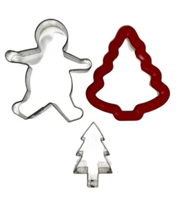 Vintage große Metall Weihnachten Ausstechformen 3 Stück Weihnachtsbaum Lebkuchen - Bild 1 von 10