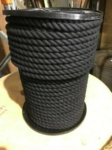 COTTON ROPE 20mm x 100mtrs 3 STRAND BLACK SUPERIOR QUALITY BRAND NEW - Picture 1 of 2