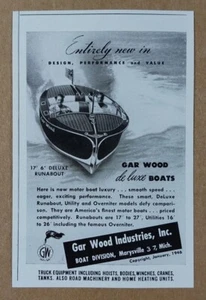 1946 Gar Wood 17 Deluxe Runabout Boat vintage print Ad - Picture 1 of 1