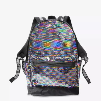 Mochila escolar Victoria's Secret ROSA Campus Lentejuelas Bling Arco Iris Foto 1 de 4